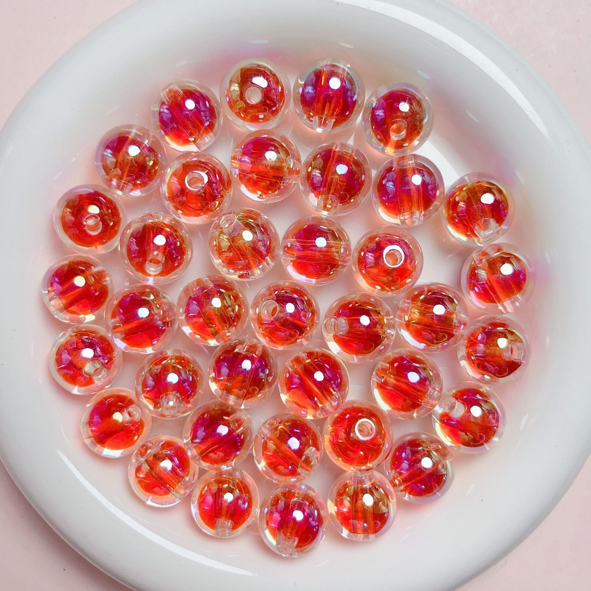 Wholesale 10pcs 16mm UV transparent sugar core round beads straight hole beads